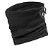 Fleece Lined Women Knit Beanie Scarf Set Girls Winter Ski Hat with Earflap Pompom (Black)