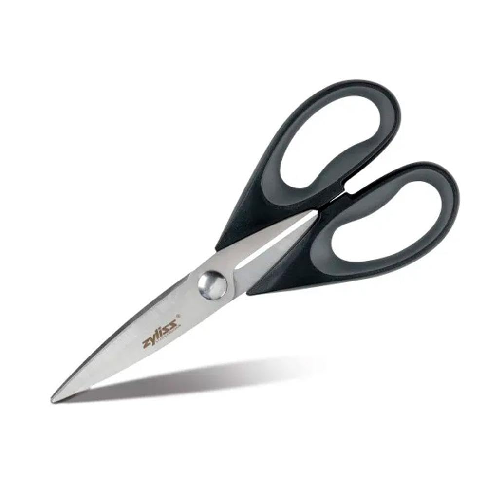 Zyliss Household Shears, Kitchen Scissors with Sharp Micro Serrated Blade, 22.5cm, Plastic/Stainless Steel, Black, Comfortable Grip, Dishwasher Safe