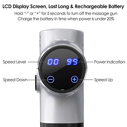 ORDORA Massage Gun with 20 Speeds, 6 Heads, Deep Tissue Percussion Massager for Athletes Muscle Relaxation Pain Relief, Massagers for Neck and Back, Quiet Cordless Electric Handheld Massager