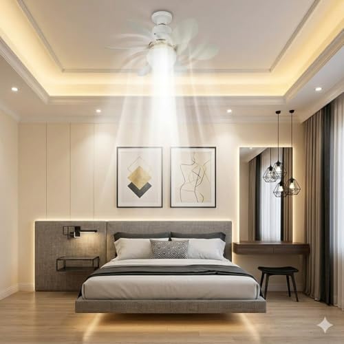 Ventilador de Teto LED E27 com Controle Remoto e 3 Velocidades | Controle remoto para ajuste das funções