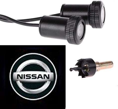 Slite Universal Car LED Projector Door Lamp Ghost Shadow Welcome Light Laser Emblem Logo Kit for BMW with Stylus Dust Plug- 1 Pair (Nissan)