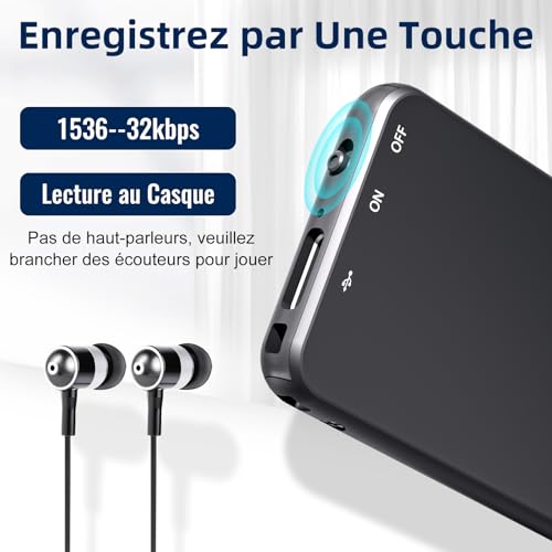 Vandlion Mini HD Voice Recorder with 40 Hours Battery Life, USB C Voice Recorder with Noise Reduction for Meetings, Interviews, Conferences, Courses, Interviews (Only 5mm)