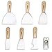 7 Piece Set - Putty Knife, 5 in 1 Multi Tool & Razor Scraper (Medium Flex & Wood Handle) - Wall Scraper & Drywall Knife - For Spreading Drywall Spackle & Mud, Taping, Scraping Paint,and More