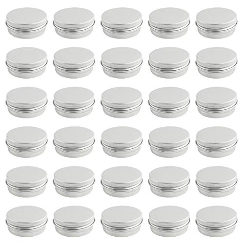 Wobe 40 Pack 1 oz Aluminum Round Tin Cans Screw Top Lip Balm Tin Containers Bottle with Screw Thread Lid Metal 30ml for Store Spices Candies Tea Pills Crafts Gift Giving - Thumbnail 5