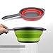 2 Pack Kitchen Foldable Silicone Strainer Colanders, Collapsible Colanders with Handles, Space-Saver Folding Strainer Colander for Draining Pasta, Vegetable (Green and Red)
