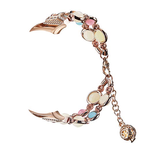Sodoop for Samsung Gear Fit 2/Pro Band Adjustable Handmade Clasp Strap Night Luminous Pearl Bracelet Elastic Bead for Samsung Gear Fit 2/Pro Fitness Tracker,5.5-7.5inch,Women & Girl Gift - Thumbnail 2