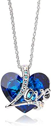Frola "Heart of the Ocean" Blue Austrian Crystal Pendant Necklace ,Women Fashion Jewelry