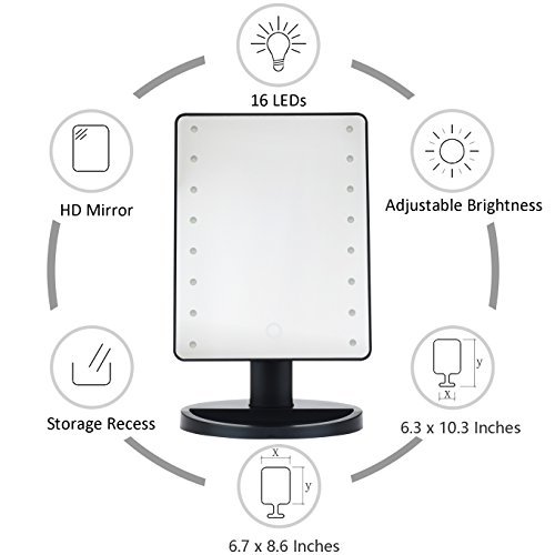 LED Lighted Vanity/makeup Desktop Mirror (Black) Beauty Store