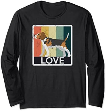 Unisex Vintage Beagle Distressed Design Novelty Long Sleeve Shirt XL: Black