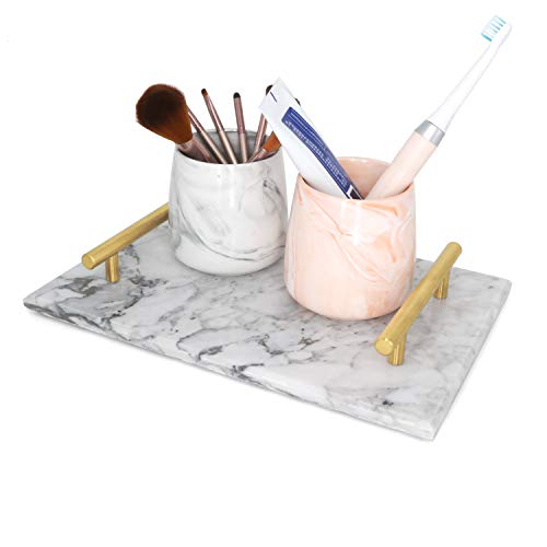 LUANT Marble Stone Decorative Tray for Counter, Vanity, Dresser, nightstand, or Desk