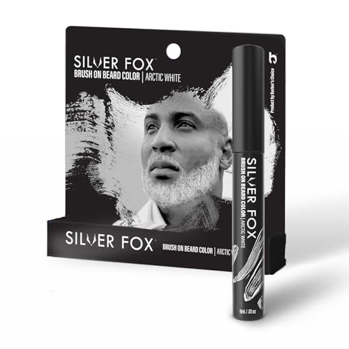 Barbers Choice Silver Line, Facial Hair Brush on Temporary Color for Silver Fox Men- Instantly Brighten White Beards, Mustache & Sideburns, Less Yellow, Easy Application, Arctic White