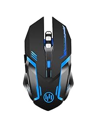 Wireless Gaming Mouse, Scettar Rechargeable Computer Gaming Mouse Unique Silent Click, 7 Breathing Led Light, 3 Adjustable DPI,Iron Plate, Power Saving Mode for Laptop PC Notebook