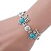 ILJILU Owl Jewelry Sets Retro National Style Owl Turquoise Accessories (Bracelet Necklace Earrings)