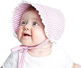 Huggalugs Baby Girls Seersucker Bonnet with Eyelet Lace in 2 Color Choices