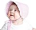 Huggalugs Baby Girls Seersucker or Flower Print Bonnet with Eyelet Lace in 5 Color Choices