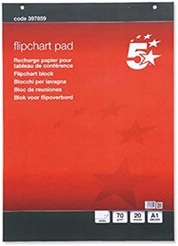 5 Star Flipchart Plain Paper Pad A1 40 Sheets 5 x Quality