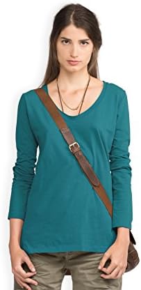 Neushop Women's Mellor 100% Cotton Long Sleeve Premium T-Shirt, Storm Blue L