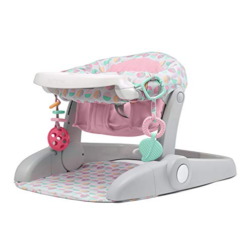 summer learn-to-sit stages asiento de piso de 3 posiciones, rosa agridulce - sienta al bebé para ver el mundo - el asiento de actividad para bebés es ajustable para edades de 4 a 12 meses - incluye juguetes y bandeja