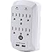 Surge Protector, Electronics Charging Station, 6 Outlet 2 USB Port Wall Adapter with Safety Indicator Lights - White - By Office Style