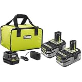 RYOBI 18V ONE+ Lithium+ HP 3.0 Ah Battery 2-Pack Starter Kit with Charger and Bag P166