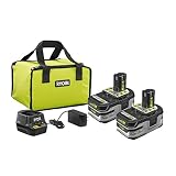 RYOBI 18V ONE+ LITHIUM+ HP 3.0 Ah Battery 2-Pack Starter Kit with Charger and Bag P166