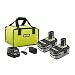 RYOBI 18V ONE+ LITHIUM+ HP 3.0 Ah Battery 2-Pack Starter Kit with Charger and Bag P166 primary