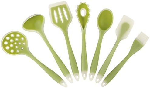 Intriom Set of 7 Kitchen/Baking BPA free FDA food garde Silicone Utensils (Green)