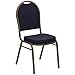 Flash Furniture 4 Pk. HERCULES Series Dome Back Stacking Banquet Chair in Navy Patterned Fabric - Gold Frame