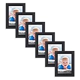 Icona Bay 5x7 Picture Frame (6 Pack, Obsidian Black Wood Finish), Black Photo Frame 5 x 7, Composite Wood Frame for Walls or Tables, Set of 6 Cherished Memories Collection