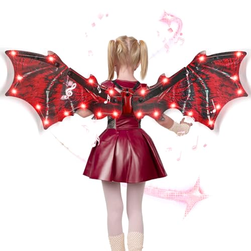 maysida Dragon Wings Costume Kids, Electric Light up Dinosaur Wings Costume w/ Music, Halloween Carnival Cosplay Dress Up Wing, Dragon Dinosaur Costume Gifts Boys & Girls, Red Dinosaur toys (R02)