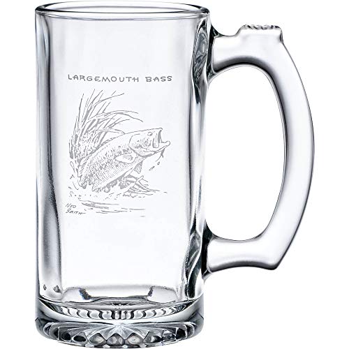 Ned Smith Freshwater Fish 12-Ounce Beer Tankard Stein Glass Assorted Set of 4