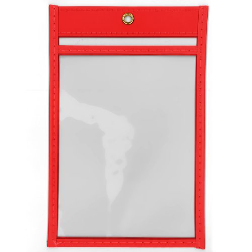 StoreSMART - 4" x 6" - Open Short - Red Rigid Vinyl Sewn Pocket - 10-Pack - Photo Size - T85209S-R-10