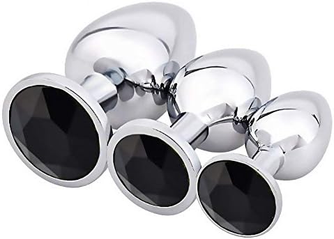 Yarachel 3PCS Stainless Steel Jeweled Sexy Stimulation Toys for Adult (Black)