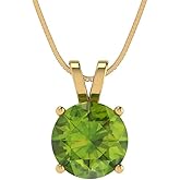 Clara Pucci 14K Yellow Gold Plated Solitaire 18" Box-Chain Necklace - Sterling Silver 2.5ct Round Cut Peridot Pendant