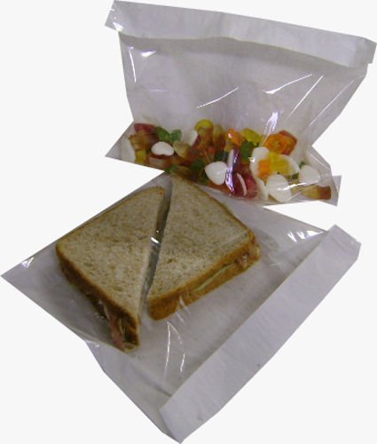 100 10" x 10" White Film Front Clear Cellophane Paper Window Sandwich Food Photo Display Bags