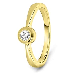 MIORE Ring Damen 0.10 Ct Solitär Diamant Verlobungsring aus Weißgold/Gelbgold 14 Karat / 585 Gold, Schmuck