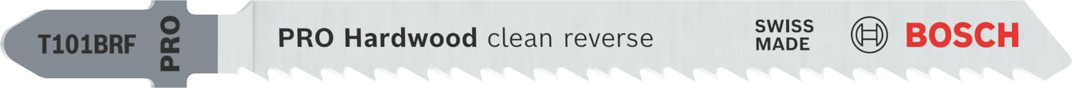 Bosch 25x PRO Hardwood clean T101BRF Reverse Jigsaw Blade (for Hardwood, Medium density fibreboard, Length 100 mm, Professional Accessory Jigsaw)