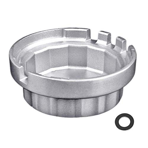 Heavy Duty Oil Filter Wrench+Oil Drain Plug Gasket for Toyota, Lexus , RAV4, Camry, Tundra, Highlander, Sienna and More - Oil Filter Cap Removal Tool for 2.5L to 5.7L Engines with 64mm Cap ( Silver )