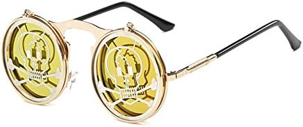Coolsunny Small Retro Steampunk Circle Flip Up Glasses / Sunglasses CS882 (C5, 47)