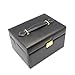 Black Girls Jewelry Box Case Lockable Mirrored Storage Organizer Rings Necklace Faux Leather and Beige Velvet