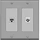 RiteAV - 1 Port Coax Cable TV- F-Type 1 Port Cat6 Ethernet Dual Gang Wall Plate - White