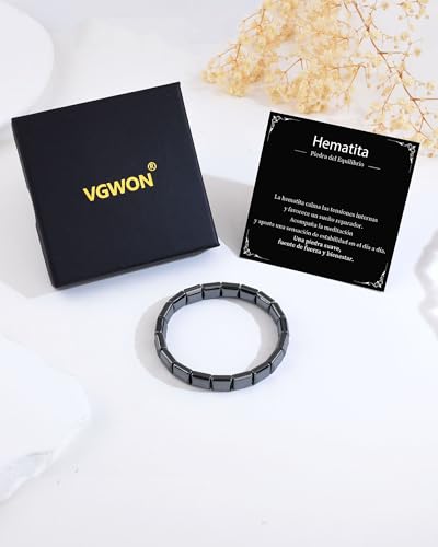 VGWON Men's Bracelet, Original Gifts for Men, Gift Man, 10mm Hematite Blue Black Natural Stone Bead Tiger Eye Bracelet, Birthday Gift Man, Anniversary Gifts Man