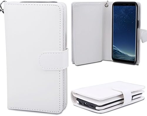 JUZI Samsung Galaxy S8 Plus Case , [Slim Fit] Purse phone Case with Built-in Multi Credit Card/ID Card Slots - Book Folio Style Magnetic Flip Wallet Cover with Strap for S8plus (White)