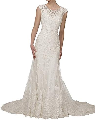 LL Bridal Women's Floral Lace Bridal Gown Mermaid Long Wedding Dresses 2018 for Bride M0033