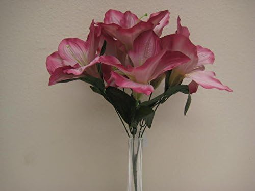 6 Bushes MAUVE Amaryllis Artificial Silk Flowers 16" Bouquet 6-647MV