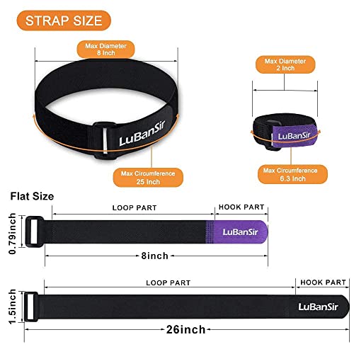 LuBanSir Bike Rack Straps, 8 Pack (8" & 24") Adjustable Bike Stabilizer