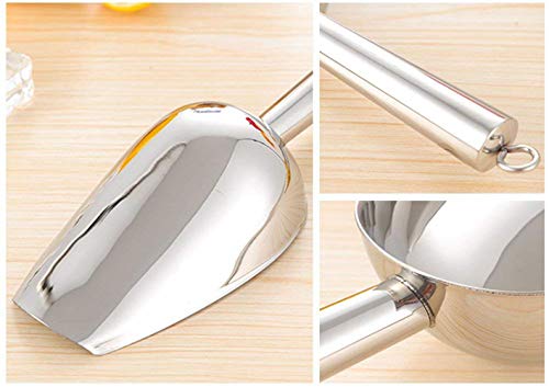 Beaverve Stainless Steel Freezer, Metal Food Candy Popcorn Sugar Spice Flour Scoop, Heavy Duty Silver Ice Cube Scooper - Thumbnail 3