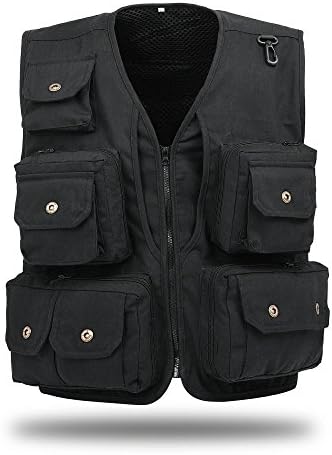 QTKJ Men's Outdoor Multi-Pocket Fishing Vest Breathable Quick-Dry Waistcoat Travel Photography Jackets Swimming Sailing Boating Safety Device