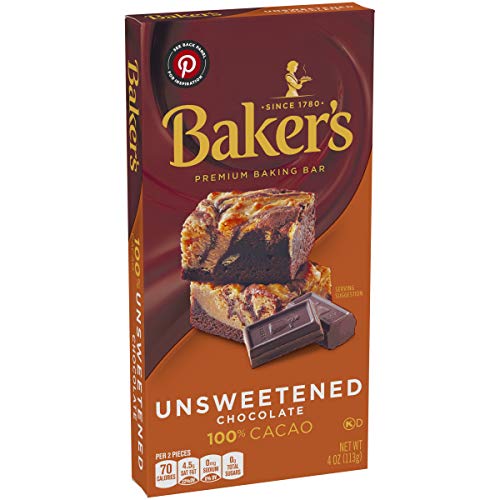 Baker's Unsweetened Chocolate Premium Baking Bar with 100 Cacao (4 oz
