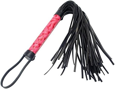 LSZHU Sexual Whip Adult Toy Faux Leather Flogger Fetish S&M Role Play Flirt Tools (Black) (Pink)